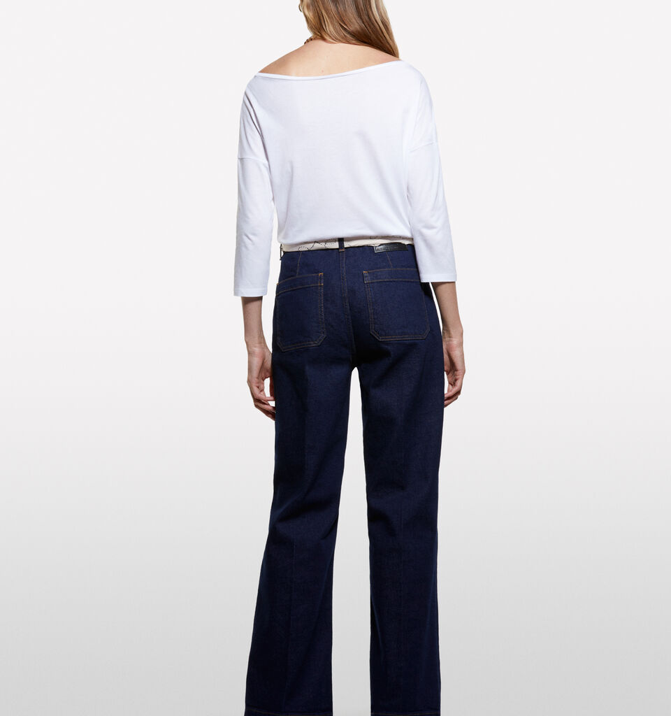 White t-shirt with boat neck - women's long sleeve t-shirts - White | Sisley image number 2